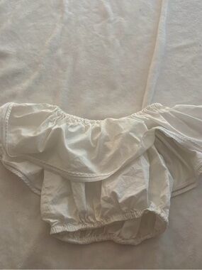 Adam Selman New York Cream Off-Shoulder Top